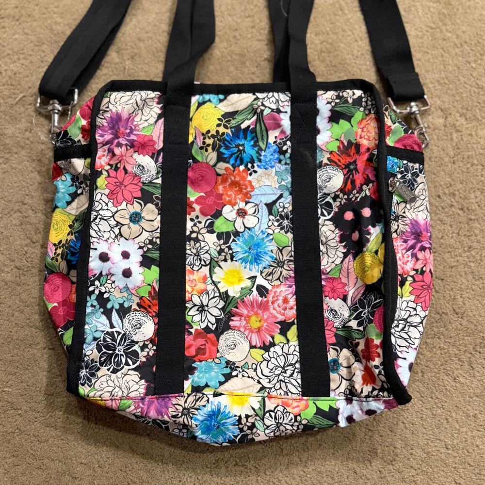 NWT LeSportsac Gabrielle Box Tote, Floral Delight Suitcase Sleeve Adj Strap